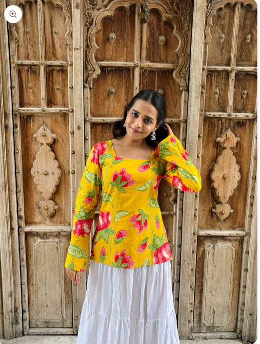 Preet Bell Sleeve Square Neck Kurti