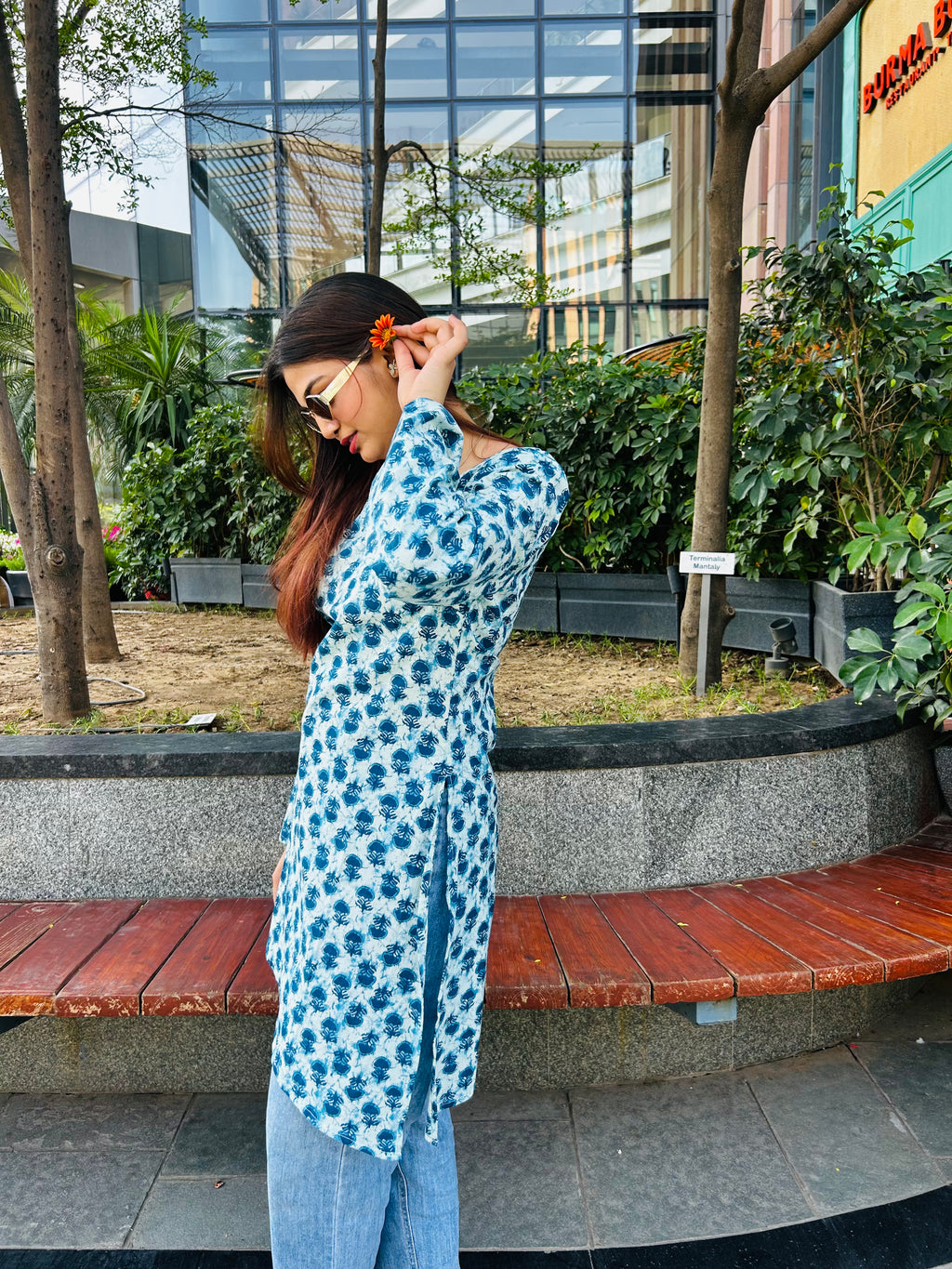 Desi Daisy Summer Kurti with Lace-Up Back