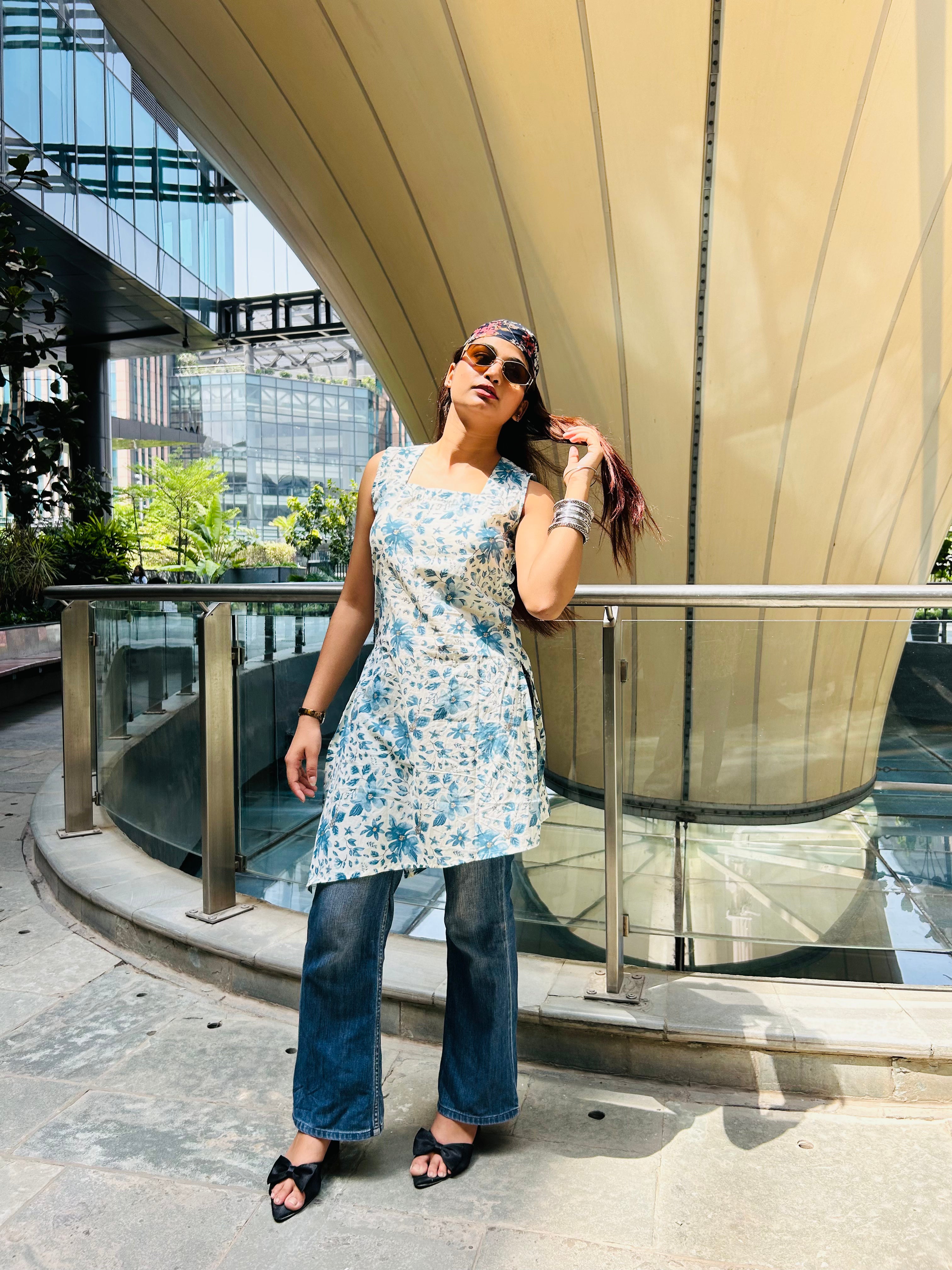Neelkamal Kurtis for Women | Elegant Blue Minimal Print