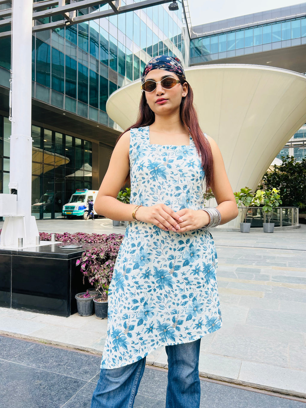 Neelkamal Kurtis for Women | Elegant Blue Minimal Print